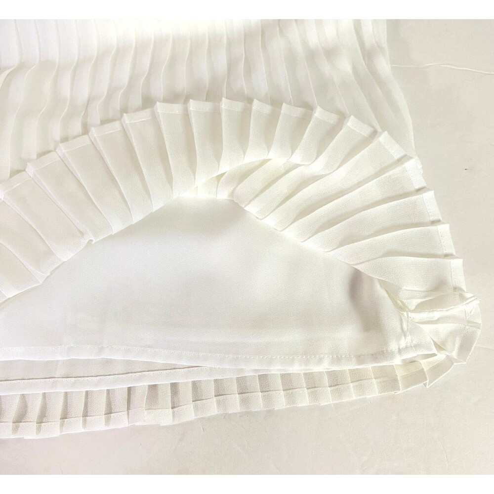 WHBM Tiered Pleats Tank Top Womens Size 14 Off White Black Necktie Lined NWOT - Picture 10 of 15